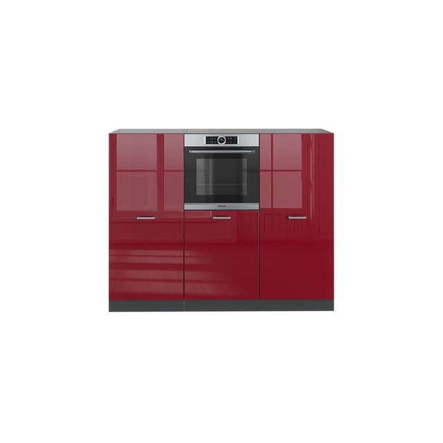 Vicco R-Line Küchenblock Bordeaux Hochglanz/Anthrazit 180 cm ohne Arbeitsplatte ohne E-Geräte