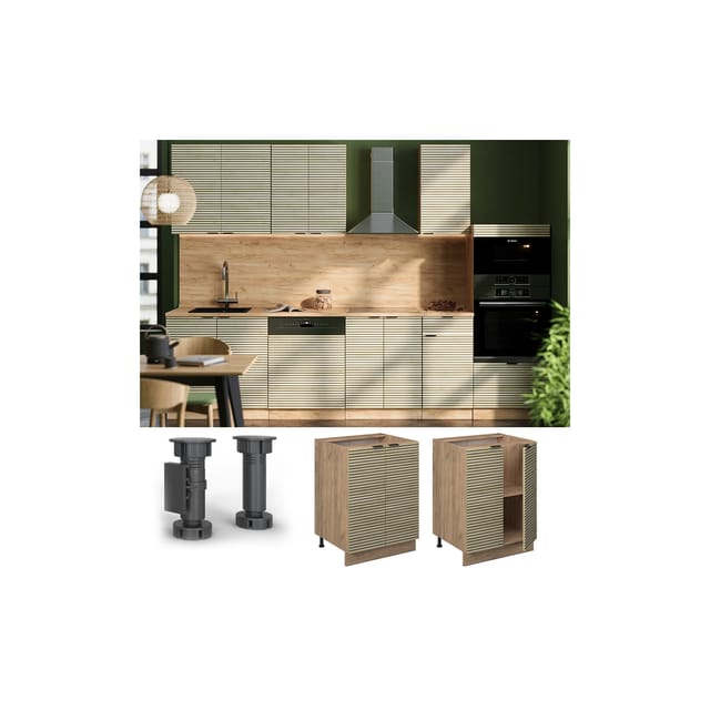 Vicco Küchenunterschrank Fame-Line Küchenkommode Eiche Paneel 60 cm AP Eiche