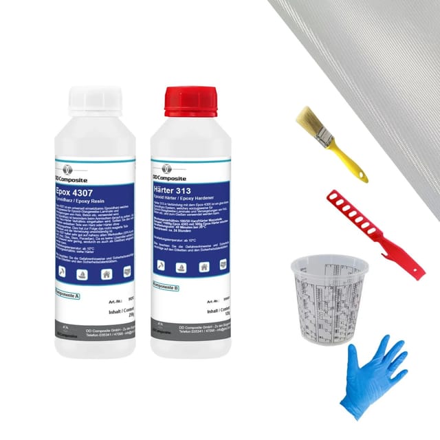 DD Composite Epoxidharz Reparaturset 0,375kg + 2m² Glasfilamentgewebe