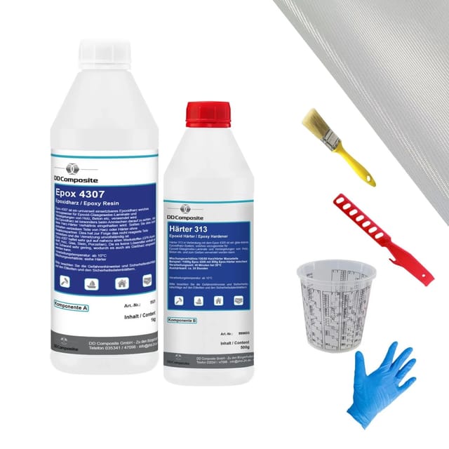 DD Composite Epoxidharz Reparaturset 1,5kg + 5m² Glasfilamentgewebe