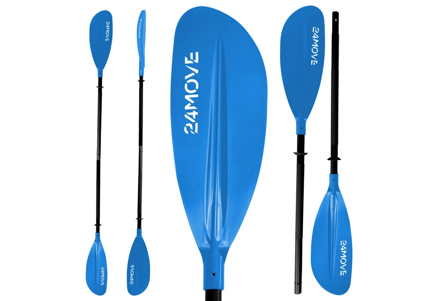24MOVE Doppelpaddel Aluminium Paddel Stand-Up Paddling Kajak 220CM Verstellbar Blau