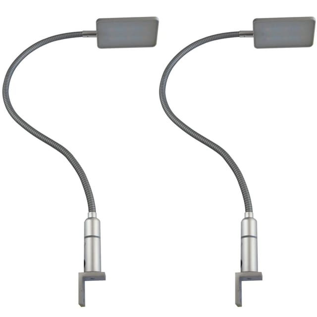 kalb LED Bettleuchte 4W Dimmbar Warmweiß Leseleuchte Flexibler Schwanenhals 2er Set Silbergrau