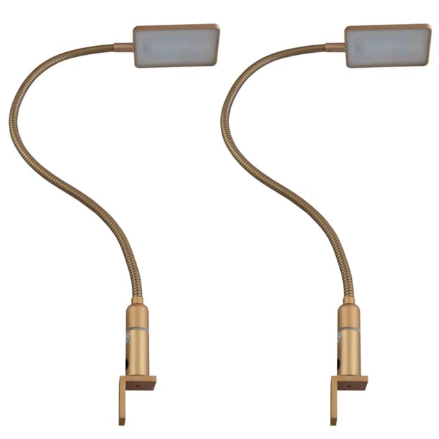 kalb LED Bettleuchte 4W Dimmbar Warmweiß Leseleuchte Flexibler Schwanenhals 2er Set Messing Matt