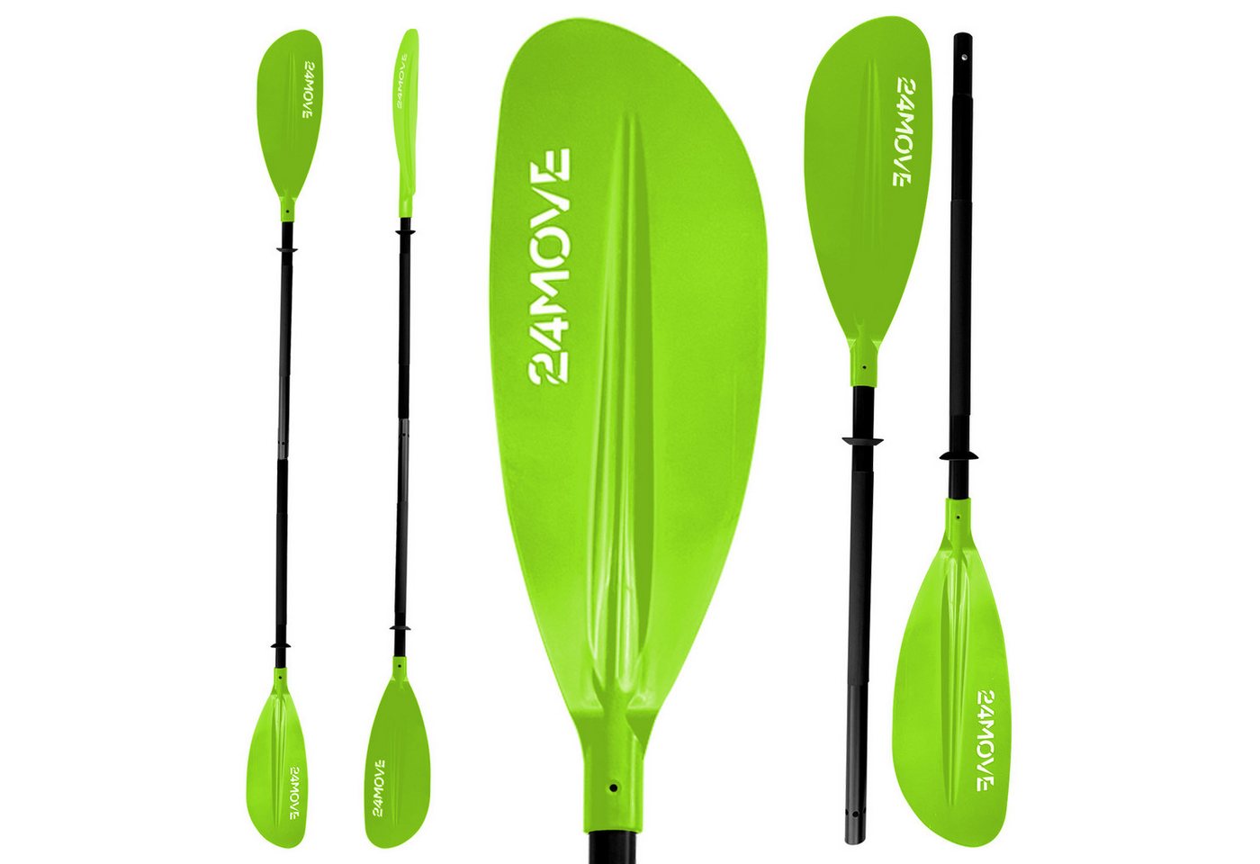 24MOVE Doppelpaddel Aluminium Paddel Stand-Up Paddling Kajak 220CM Verstellbar Grün