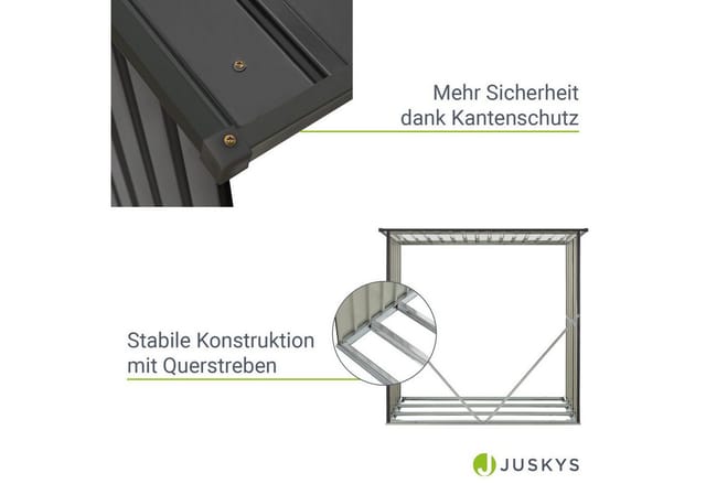 Juskys Holzunterstand Enno aus Stahl Grau