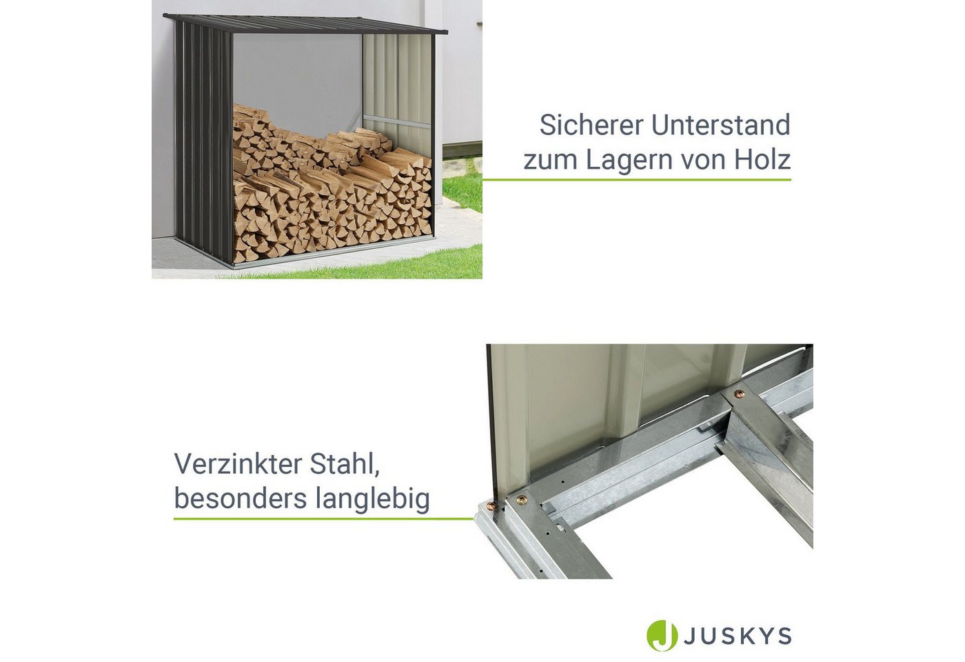 Juskys Holzunterstand Enno aus Stahl Grau Bild 3