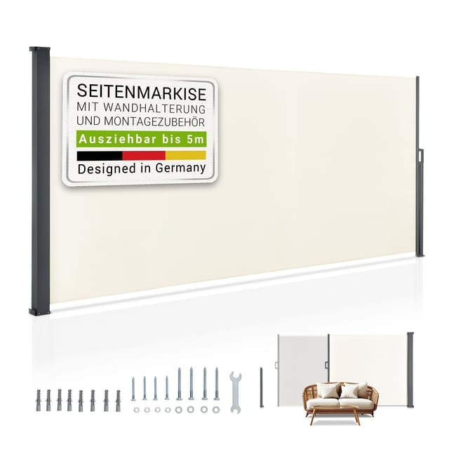 Juskys Seitenmarkise Dubai 500 x 160 cm Beige