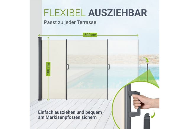 Juskys Seitenmarkise Dubai 500 x 180 cm Beige