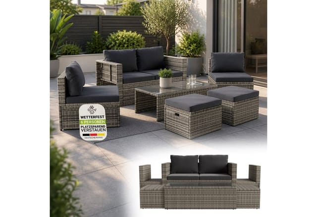JUSKYS Polyrattan Lounge Salou (Grau)