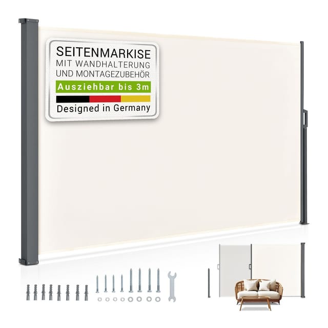 Juskys Seitenmarkise Dubai 300 x 160 cm Beige