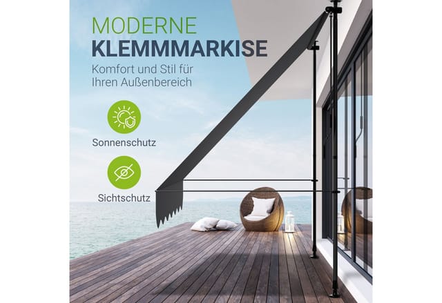 Juskys Klemmmarkise Kapstadt 200 x 120 cm Grau