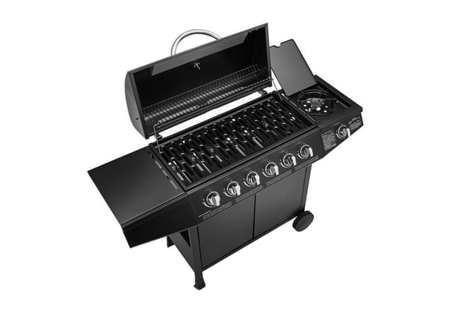 Taino Basic 6+1 Gasgrill BBQ Grillwagen Edelstahl Brenner Seitenkocher TÜV Grill