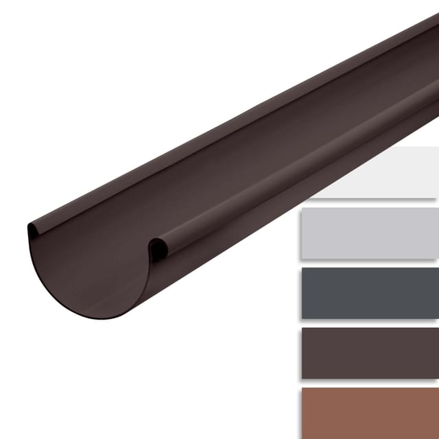 Inefa Dachrinne Halbrund 200cm PVC NW 125 Dunkelbraun Dachentwässerung
