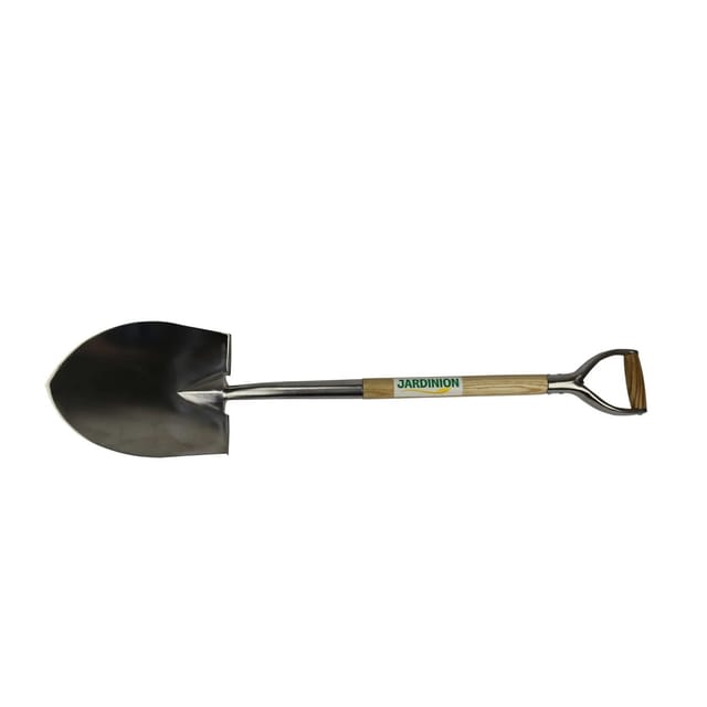 Jardinion Schaufel 105cm mit Schaufelblatt 30cm x 21,5cm Edelstahl und Esche