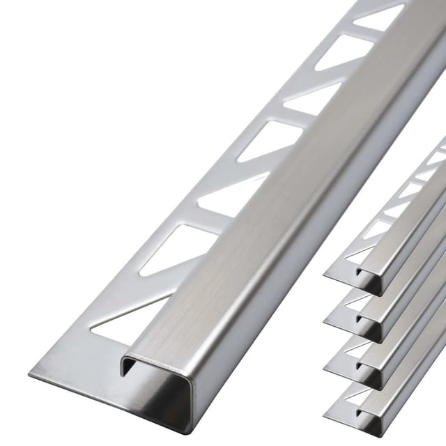 Dalsys Fliesenschiene Edelstahl Gebürstet 5x 2,5m x 125mm Eckprofil Quadrat