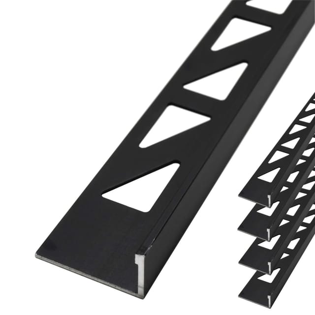 Dalsys Fliesenschiene Aluminium 5x 2,5m x 8mm Winkelprofil Schwarz