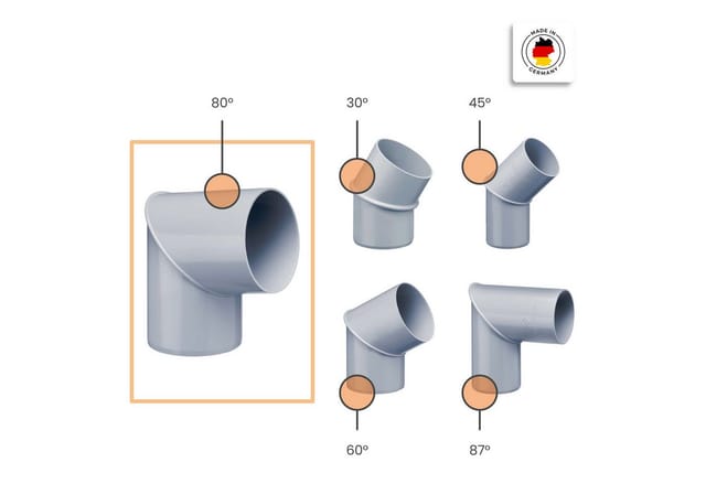 Inefa Rohrbogen 80 Grad PVC DN 75 für Fallrohr Grau Dachentwässerung
