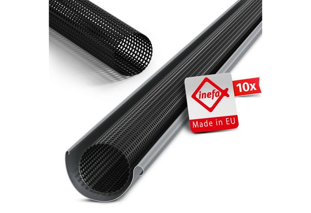 Inefa Laubschutzgitter 10x 2m x 125-180mm PVC Dachrinnen Laubschutz Schwarz