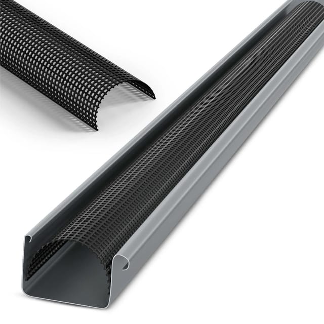 Inefa Laubschutzgitter 10x 2m x 68mm PVC Dachrinnen Laubschutz Schwarz