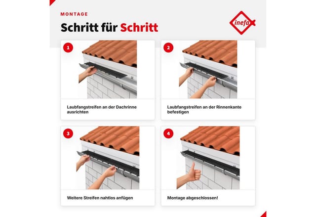 Inefa Laubfangstreifen 100cm NW 100-150 Braun Dachrinnen Laubschutz
