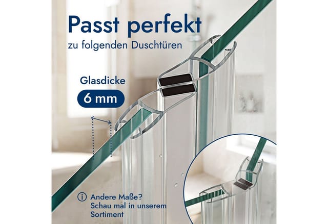 Bagnoxx Magnetdichtung Dusche 135/180 Grad 2x 2m für 6mm Glas Transparent