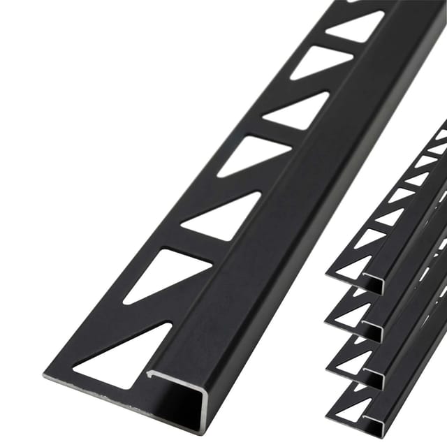 Dalsys Fliesenschiene Aluminium 5x 2,5m x 8mm Eckprofil Schwarz