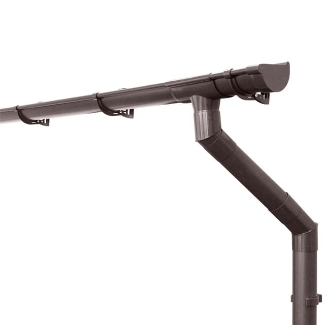Inefa Dachrinnen Set PVC 4m NW 100 Halbrund für Gartenhaus Carport Dunkelbraun