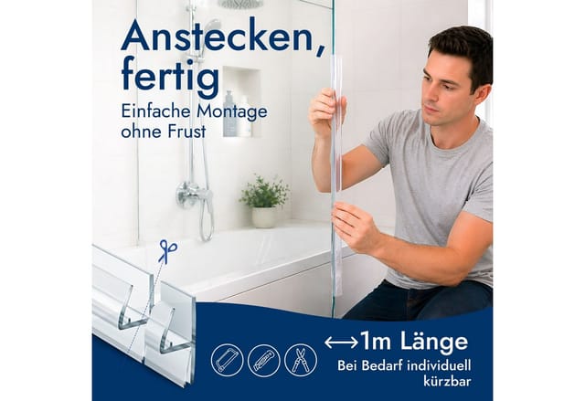 Bagnoxx Duschdichtung 180 Grad Anschlagdichtung 2m für 6mm Glas Transparent