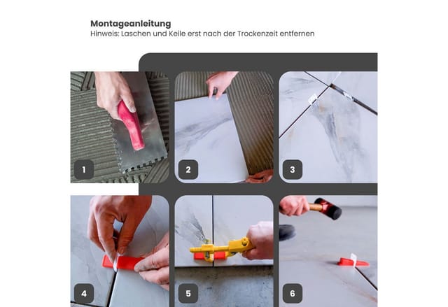 Dalsys Fliesen Nivelliersystem Set 3mm 100x Zuglaschen 100x Keile