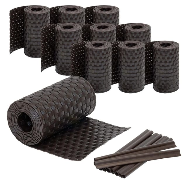 Jardinion Sichtschutzstreifen 10x 250cm x 19cm x 2,4mm Dunkelbraun inkl. Clips