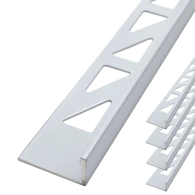 Dalsys Fliesenschiene Aluminium 5x 2,5m x 8mm Winkelprofil Weiß