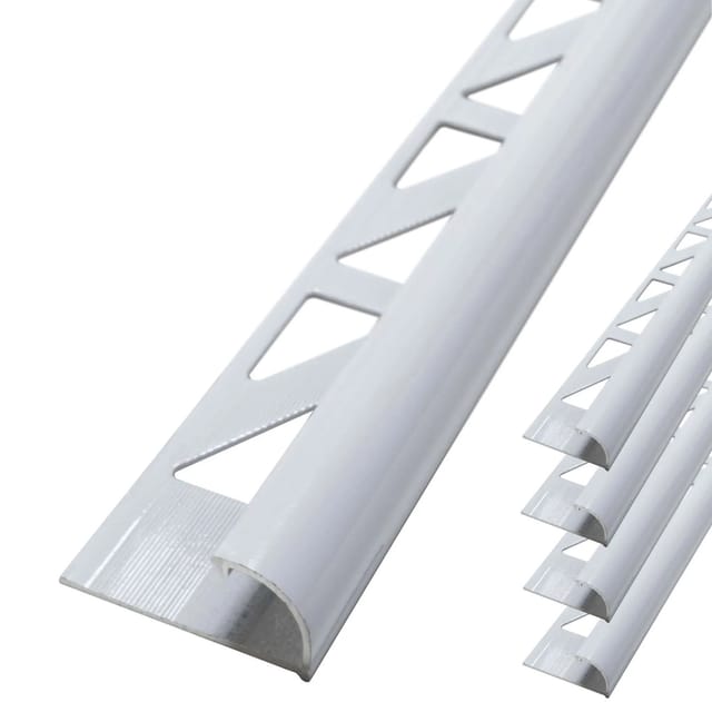 Dalsys Fliesenschiene Viertelkreis 5x 2,5m x 8mm Aluminium Weiß
