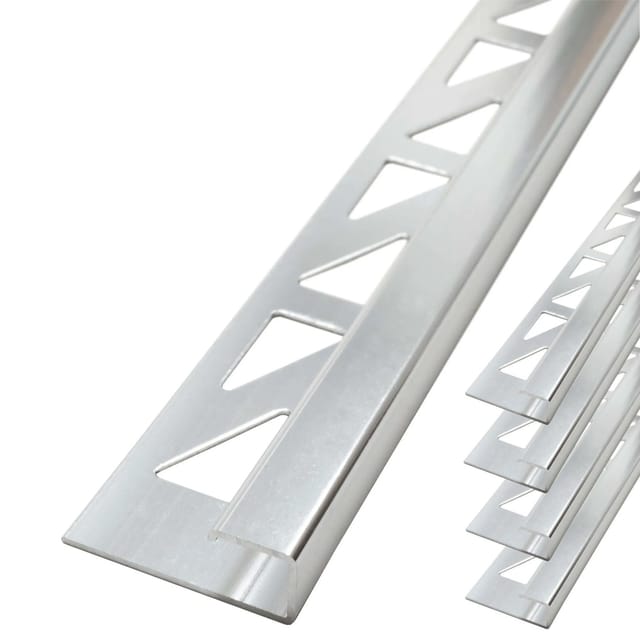 Dalsys Fliesenschiene Aluminium 5x 2,5m x 10mm Eckprofil Silber Matt