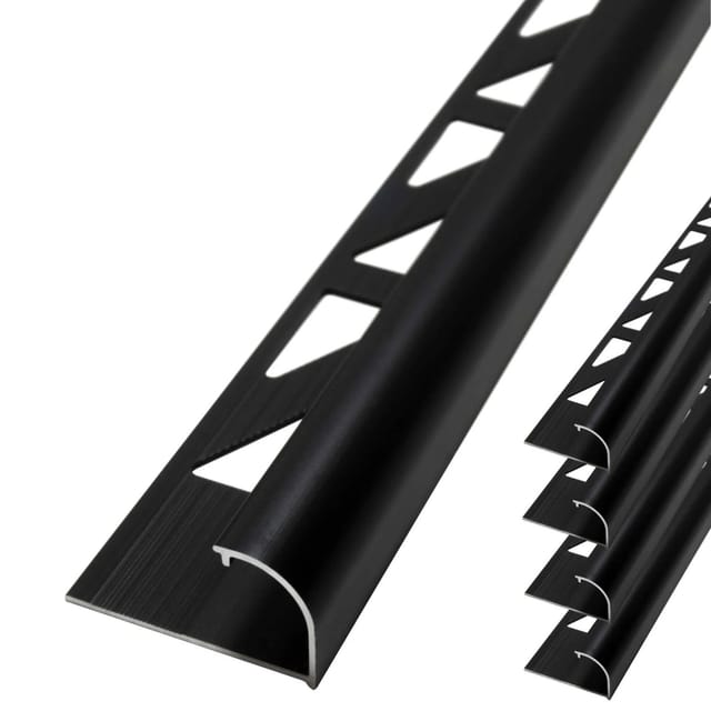 Dalsys Fliesenschiene Viertelkreis 5x 2,5m x 12,5mm Aluminium Schwarz