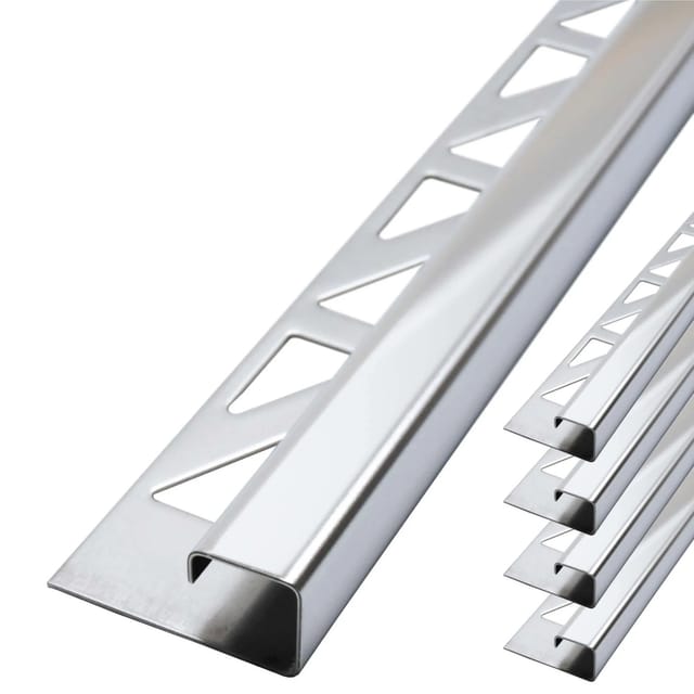 Dalsys Fliesenschiene Edelstahl Poliert 5x 2,5m x 125mm Eckprofil Quadrat