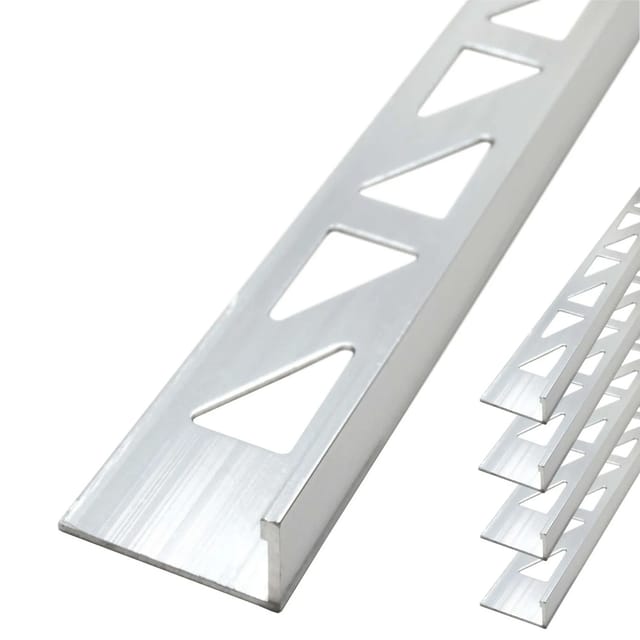 Dalsys Fliesenschiene Aluminium 5x 2,5m x 10mm Winkelprofil Silber