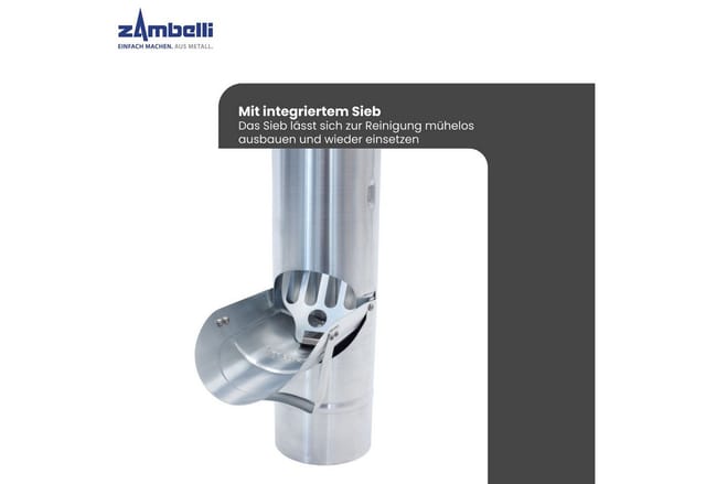 Zambelli Regenrohrklappe mit Sieb Ø 80mm Silber Regenwasserklappe
