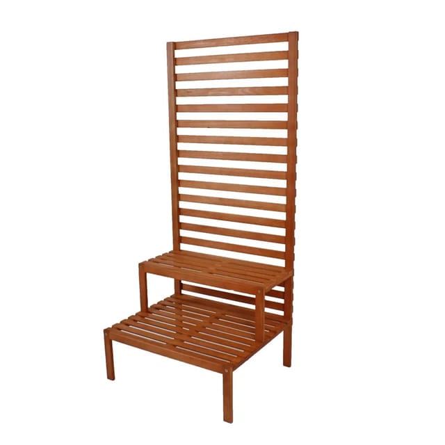 Jardinion Sichtschutz mit Pflanzentreppe 66cm x 80cm x 180cm Eukalyptus Braun