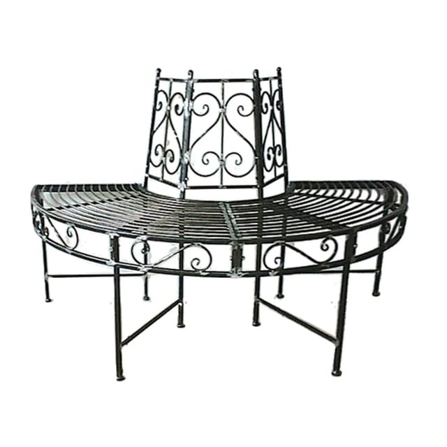 Jardinion Baumbank Halbkreis 124 x 63 x 82cm Metall Anthrazit Rost Optik