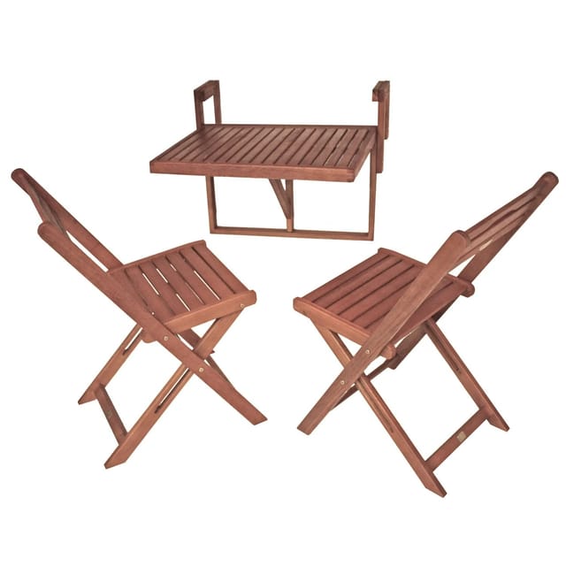 Jardinion Balkonhängetisch Set 3 teilig Stühle und Klapptisch für Geländer