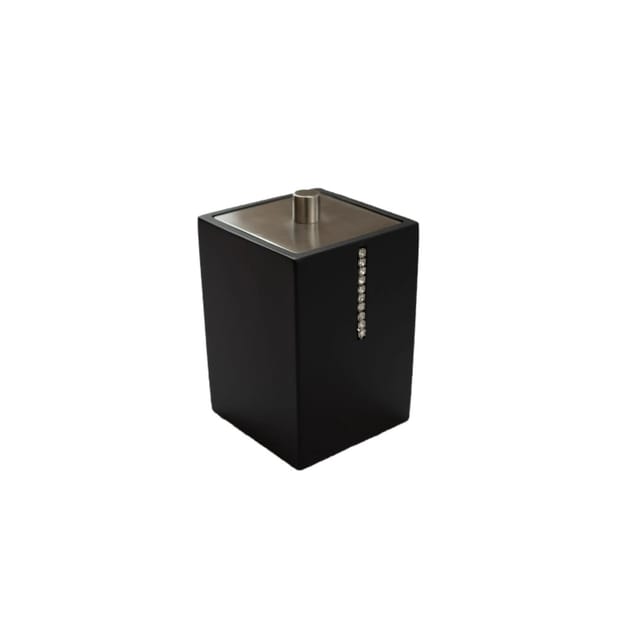 Bagnoxx Wattepadhalter 7cm x 7cm x 10cm Schwarz mit Dekosteinen