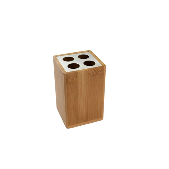 Bagnoxx Zahnbürstenhalter Viereckig 7,6 x 7,6 x 11cm Bambus Braun
