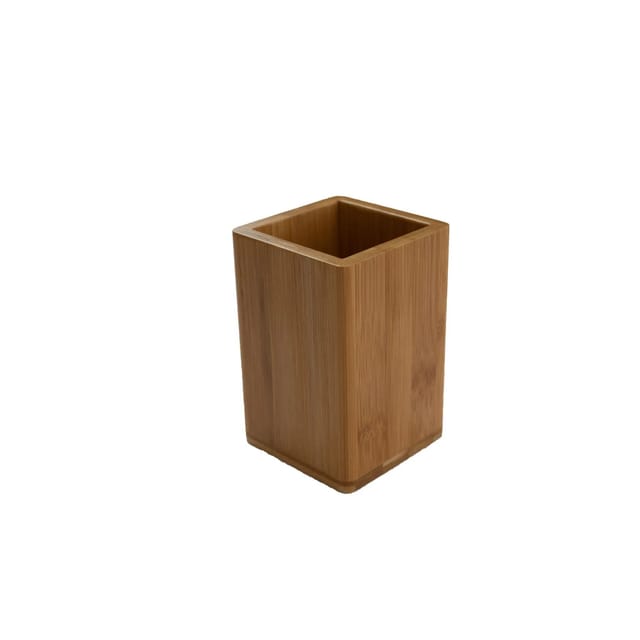 Bagnoxx Zahnputzbecher Viereckig 7,6 x 7,6 x 11cm Bambus Braun