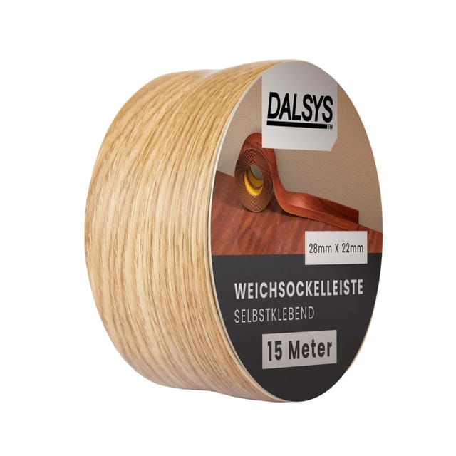 Dalsys Weichsockelleiste Selbstklebend 15m Eiche Fußbodenleiste