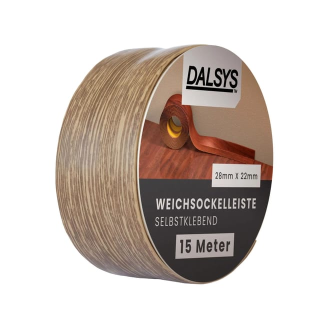Dalsys Weichsockelleiste Selbstklebend 15m Dunkle Eiche Fußbodenleiste