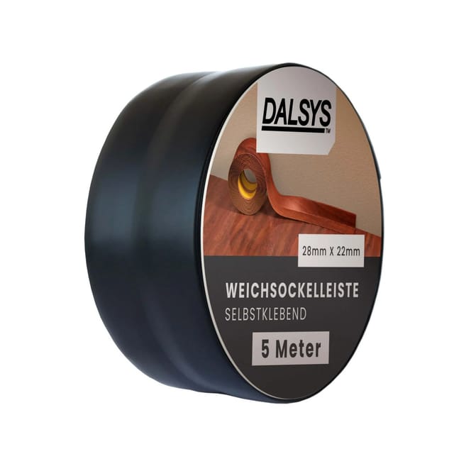 Dalsys Weichsockelleiste Selbstklebend 5m Schwarz Fußbodenleiste