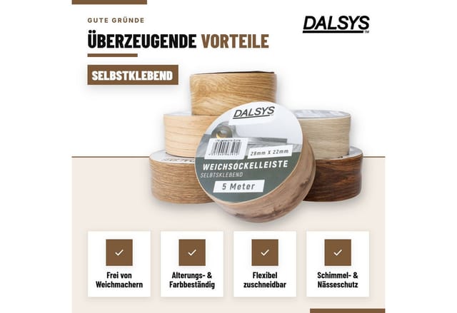 Dalsys Weichsockelleiste Selbstklebend 5m Kastanie Fußbodenleiste