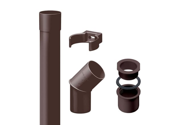 Inefa Fallrohr Set PVC 2m DN 50 Dunkelbraun Optimale Dachentwässerung