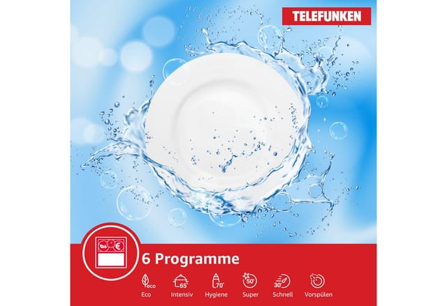Telefunken Geschirrspüler 60 cm Teilintegrierbar Einbau Spülmaschine 12 Maßgedecke 6 Programme AquaStop GET6012DI