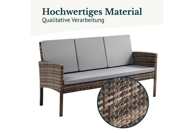 Svita Denver Polyrattan Gartenmöbel Set Essgruppe Lounge Esstisch Braun